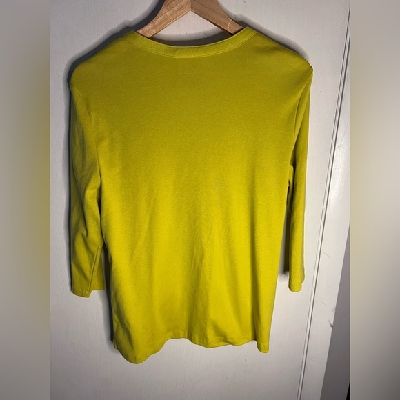 Karen Scott 3/4 Sleeve Smocked Shirt Yellow Size Large - Picture 2 of 4